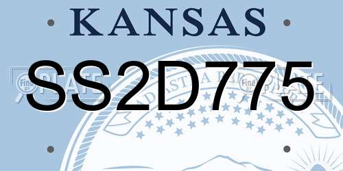 SS2D775 Kansas License Plate