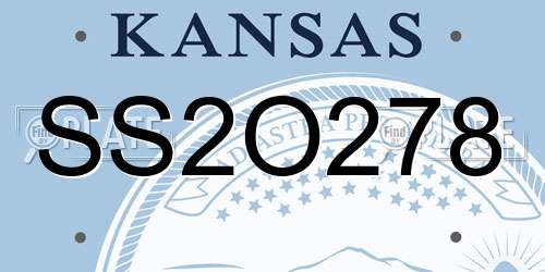 SS2O278 Kansas License Plate