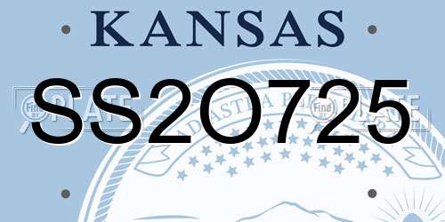 SS2O725 Kansas License Plate