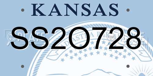 SS2O728 Kansas License Plate