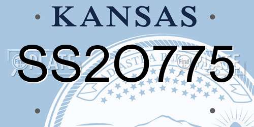 SS2O775 Kansas License Plate