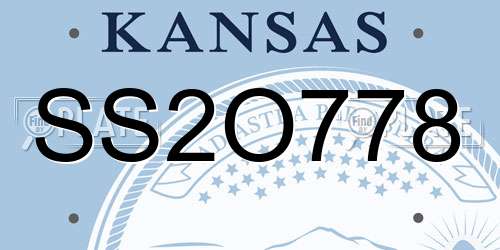 SS2O778 Kansas License Plate
