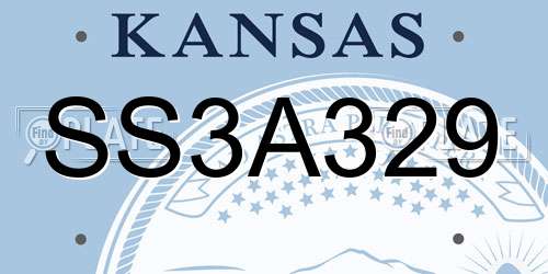 SS3A329 Kansas License Plate