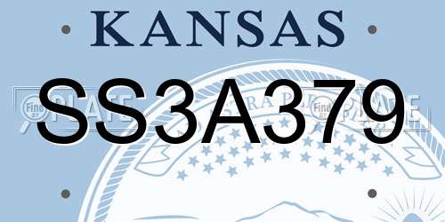 SS3A379 Kansas License Plate