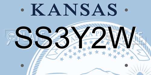 SS3Y2W Kansas License Plate
