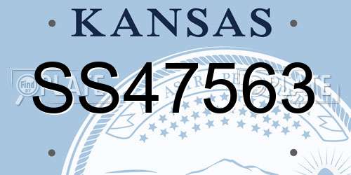 SS47563 Kansas License Plate