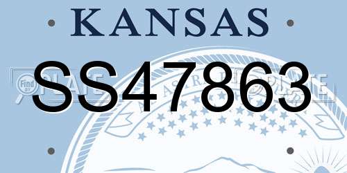SS47863 Kansas License Plate