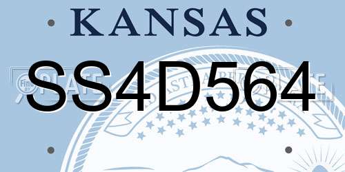 SS4D564 Kansas License Plate