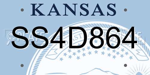 SS4D864 Kansas License Plate