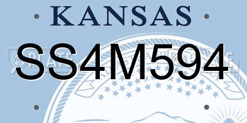 SS4M594 Kansas License Plate