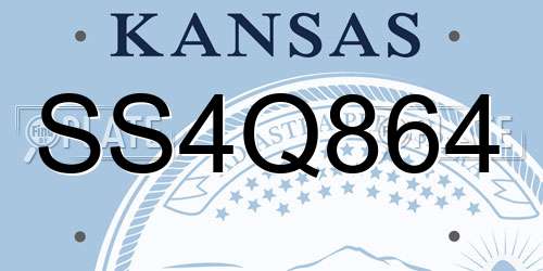 SS4Q864 Kansas License Plate