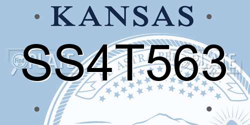 SS4T563 Kansas License Plate