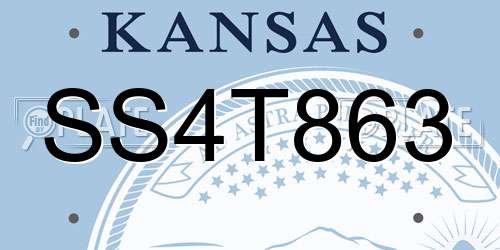 SS4T863 Kansas License Plate