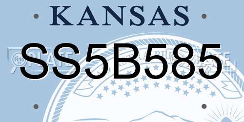 SS5B585 Kansas License Plate