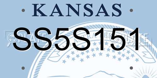 SS5S151 Kansas License Plate