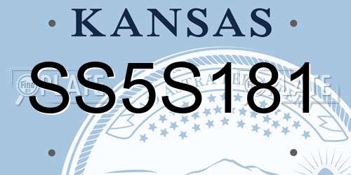 SS5S181 Kansas License Plate