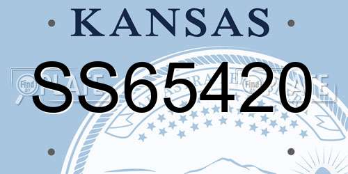 SS65420 Kansas License Plate