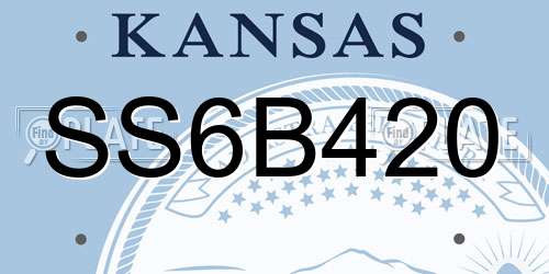 SS6B420 Kansas License Plate