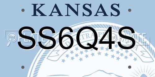 SS6Q4S Kansas License Plate