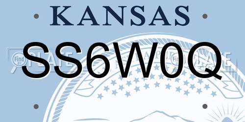 SS6W0Q Kansas License Plate
