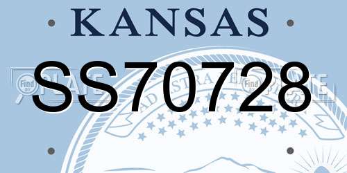 SS70728 Kansas License Plate
