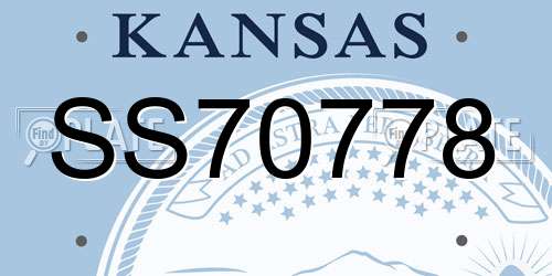 SS70778 Kansas License Plate