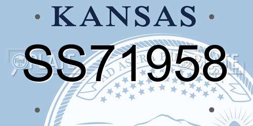 SS71958 Kansas License Plate