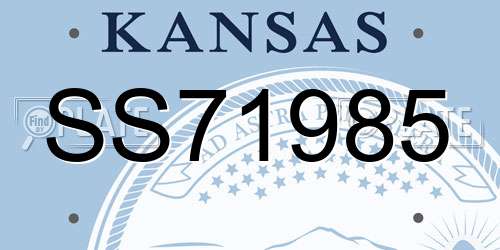 SS71985 Kansas License Plate