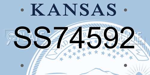 SS74592 Kansas License Plate