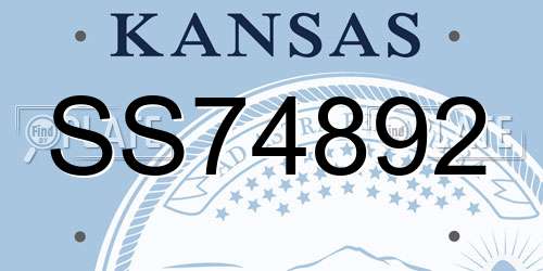 SS74892 Kansas License Plate