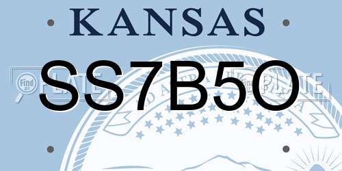 SS7B5O Kansas License Plate