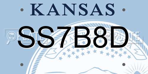 SS7B8D Kansas License Plate