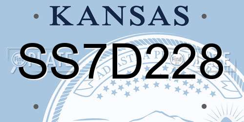 SS7D228 Kansas License Plate