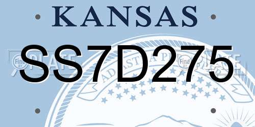 SS7D275 Kansas License Plate