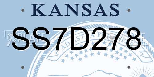 SS7D278 Kansas License Plate