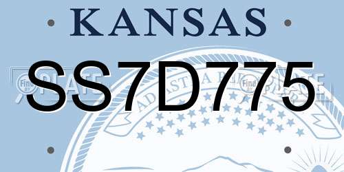 SS7D775 Kansas License Plate