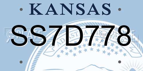 SS7D778 Kansas License Plate