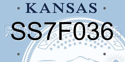 SS7F036 Kansas License Plate