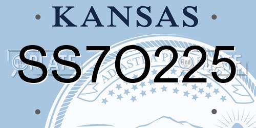 SS7O225 Kansas License Plate