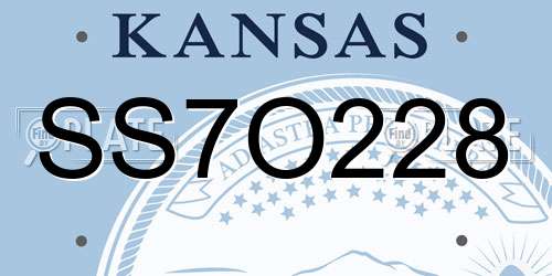 SS7O228 Kansas License Plate