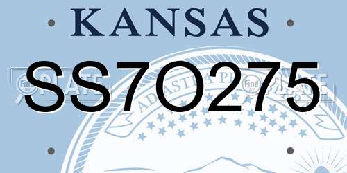 SS7O275 Kansas License Plate