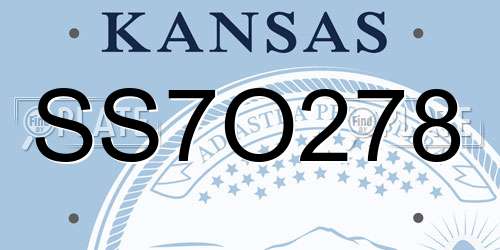 SS7O278 Kansas License Plate