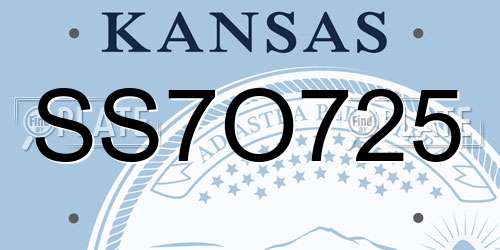 SS7O725 Kansas License Plate