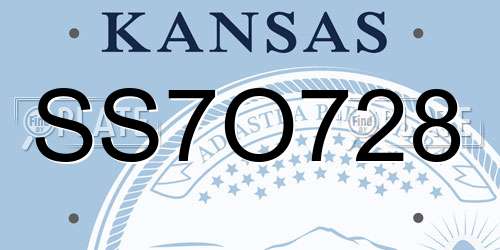 SS7O728 Kansas License Plate