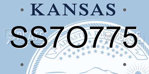 SS7O775 Kansas License Plate