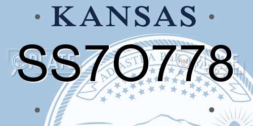 SS7O778 Kansas License Plate