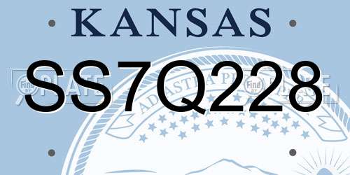 SS7Q228 Kansas License Plate