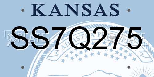 SS7Q275 Kansas License Plate