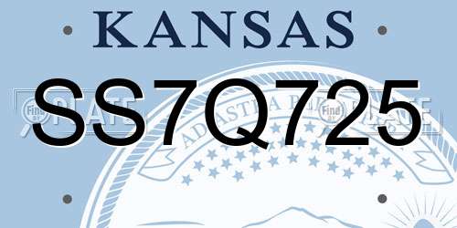 SS7Q725 Kansas License Plate