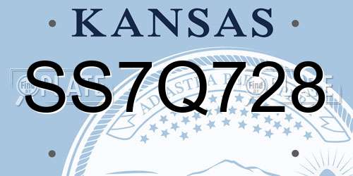 SS7Q728 Kansas License Plate